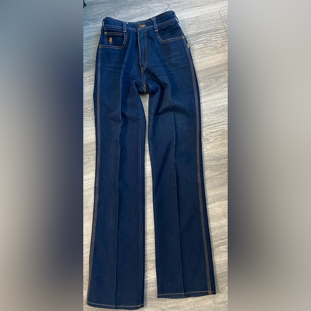 Vintage Ivanhoe High Waisted Straight Leg Dark Wash Jeans 24” waist/ 32” Inseam